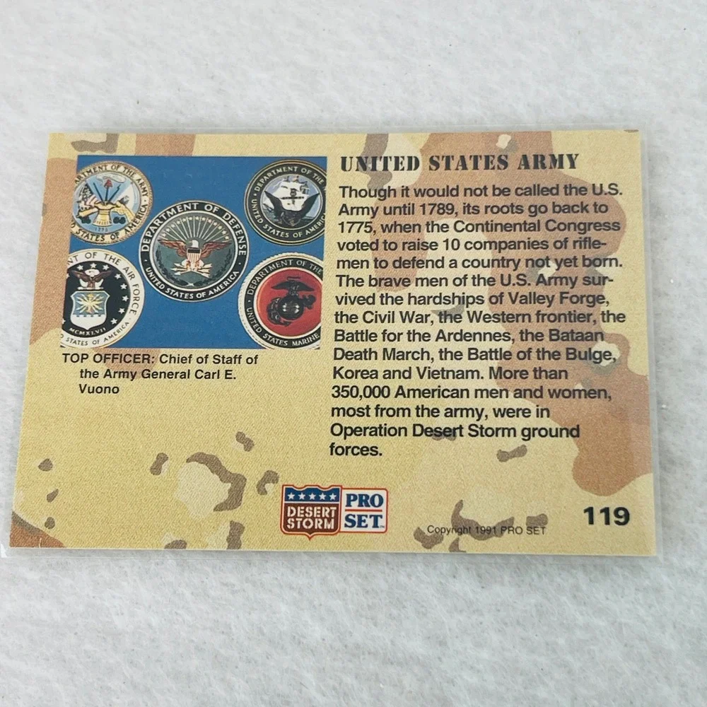 1991 Pro Set Desert Storm Trading Card 119 United States Army Personnel General